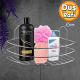 Badem10 Banyo Duş Rafı Şampuanlık Köşelik Oval Krom Tek Katlı Malzemelik Organizer Düzenleyici Mutfak Eşya Rafı