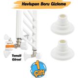 Badem10 Banyo Havlupan Borusu Kalorifer Petek Boru Gizleme Apratı Plastik Beyaz Saklama Aparatı (2 Adet) - Renkli - 5