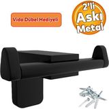 Badem10 Banyo Lavabo Çatal 2'li Metal Sağlam Aparat Siyah Askılık Bornoz Havlu Asma Askı Vidalı