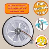 Badem10 Banyo Wc Havalandırma Aspiratörü Fanı Aksiyel Baca Kirli Hava Kötü Koku Fan Metal Vantilatör 160 mm