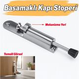 Badem10 Basamaklı Kapı Stoperi Saten Kapı Tutucu Kaymaz Dayanıklı Malzeme Pratik Ev Ofis Kullanımına Uygun - Krom