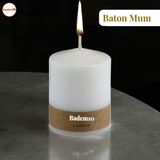 Badem10 Baton Mum Beyaz Silindir Dekoratif Mumu Kandil Fitilli Mumlar Şamdan Kokusuz 6 x 8 cm - Cappuccino - 1 Adet