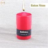 Badem10 Baton Mum Kırmızı Silindir Dekoratif Mumu Kandil Fitilli Mumlar Şamdan Kokusuz 6 x 10 cm - Siyah - Kırmızı - 1 Adet