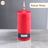 Badem10 Baton Mum Kırmızı Silindir Dekoratif Mumu Kandil Fitilli Mumlar Şamdan Kokusuz 6 x 13 cm - 1 Adet