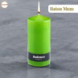 Badem10 Baton Mum Yeşil Silindir Dekoratif Mumu Kandil Fitilli Mumlar Şamdan Kokusuz 6 x 13 cm - 1 Adet