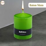 Badem10 Baton Mum Yeşil Silindir Dekoratif Mumu Kandil Fitilli Mumlar Şamdan Kokusuz 6 x 8 cm - Fıstık Yeşili - 1 Adet