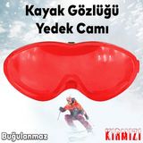 Badem10 Bellasimo Çerçevesiz Kayak Gözlüğü Camı Lens Değiştirebilir Cam Antifog Güneş Kar Gözlük Camı Kırmızı - Standart