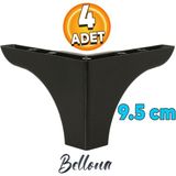 Badem10 Bellona Mobilya Kanepe Sehpa Çekyat Tv Ünitesi Koltuk Ayağı 9.5 Cm Siyah Baza Ayakları (4 Adet)