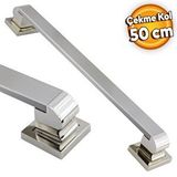 Badem10 Bersel Sürgülü Kapı Çekme Kolu Tutma Kulpu Kulbu Çelik Dış Kapı Tutamağı Kol Saten 50 Cm