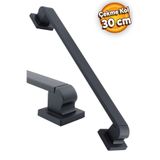 Badem10 Bersel Sürgülü Kapı Çekme Kolu Tutma Kulpu Kulbu Çelik Dış Kapı Tutamağı Kol Siyah 30 Cm