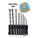Badem10 Beton Delme Matkap Ucu Set 8 'li Paket Betonarme Prekast Duvar Delme 3 4 5 6 7 8 9 10 mm Çap
