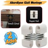 Badem10 Beyaz Akordiyon Gizli Gömme Plastik Menteşe 2 Adet Dolap Kapak Mobilya Katlanır Masa Sol Sağ Uyumlu