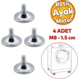 Badem10 Beyaz Eşya Raf Mobilya Bingo Rotil Ayakları M8 Civatalı 8 Mm Metal Profil Ayağı 1.5 Cm (4 Adet)