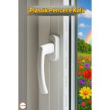 Badem10 Beyaz PVC Pencere Kolu Pimapen Uyumlu, Sağ-Sol Açılır, Yedek Balkon Vidalı Plastik Kol Mekanizması