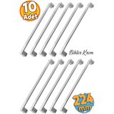 Badem10 Bihter Düz Mutfak Çekmece Dolap Kapak Krom 10 Adet 224 mm Metal Kulp