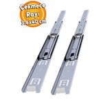Badem10 Bilyalı Teleskopik Dolap Çekmece Rayı Metal En:3.6 Cm Boy:40 Cm