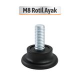 Badem10 Bingo Rotil Ayak Ayakları M8 Civatalı 8 mm Siyah Profil Ayağı 2.5 Cm