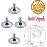 Badem10 Bingo Rotil Ayak M6 Civatalı Metal Profil Ayağı 1.5 cm Beyaz Eşya İçin Şık Görünüm (4 Adet)