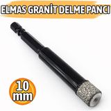 Badem10 Bits Saplı Elmas Granit Panç 10 mm Matkap Uyumlu Seramik Fayans Mermer Delme Ucu Profesyonel - Gri