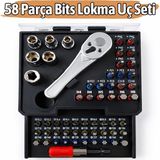 Badem10 Bits ve Lokma Uç Seti 58 Parça Manyetik Tutuculu Tornavida Uç Seti Matkap Uyumlu Tamir Seti - Renkli