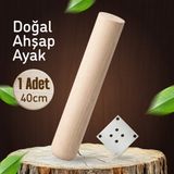 Badem10 Bohem (1 Adet) Doğal Ahşap Boyasız Silindir Masa Sehpa Ayağı - (1 Adet) 8x8 Metal Montaj Aparatı