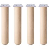 Badem10 Bohem 45 cm (4 Adet) Doğal Ahşap Boyasız Silindir Sehpa Ayağı - (4 Adet) 8x8 Metal Montaj Aparatı