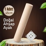 Badem10 Bohem 50 cm (1 Adet) Doğal Ahşap Boyasız Silindir Sehpa Ayağı - (1 Adet) 8x8 Metal Montaj Aparatı