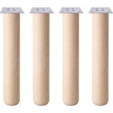 Badem10 Bohem 50 cm (4 Adet) Doğal Ahşap Boyasız Silindir Sehpa Ayağı - (4 Adet) 8x8 Metal Montaj Aparatı
