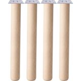 Badem10 Bohem 73 cm (4 Adet) Doğal Ahşap Boyasız Silindir Sehpa Ayağı - (4 Adet) 8x8 Metal Montaj Aparatı