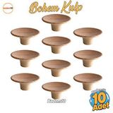 Badem10 Bohem Plastik Iç Bükey Kulp 10 Adet Açık Ceviz Renk Mobilya Mutfak Dolap Dolabı Çekmece Kulpu Kulbu