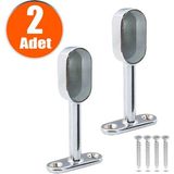 Badem10 Boru Askı Flanşı Krom Oval Kapalı Dolap İçi Elbise Askı Aparatı (2 Adet)