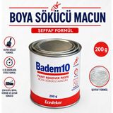 Badem10 Boya Sökücü Macun 200 gr Güçlü Formül Ahşap Metal Plastik Yüzey Güçlü Etkili Temizleme Macunu - Şeffaf