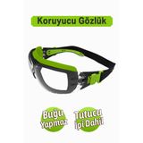 Badem10 Buğulanmaz İpli İş Güvenlik Gözlüğü Lazer UV Koruyucu Toz Korumalı Gözlük Silikon Kulaklık Şeffaf