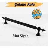 Badem10 Burgulu Mat Siyah 40 cm Çelik Kapı Tutma Kolu Sürgülü Dış Çekme Kulpu Kulbu Tutamağı Kol 1 Adet