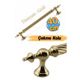 Badem10 Burgulu Parlak Gold (40 cm) Çelik Kapı Tutma Kolu Sürgülü Dış Çekme Kulpu Kulbu Tutamağı Kol 1 Adet