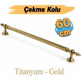 Badem10 Burgulu Titanyum Gold 60 cm Çelik Kapı Tutma Kolu Sürgülü Dış Çekme Kulpu Kulbu Tutamağı Kol 1 Adet