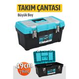 Badem10 Büyük Boy 49 cm Organizerli Takım Çantası Metal Kilitli Dayanıklı El Aletleri Kutusu 19 inç