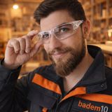 Badem10 BX2000 Buğulanmaz Antifog Iş Güvenlik Gözlüğü - Şeffaf Saplı Şeffaf Koruyucu - EN-166F Sertifikalı - Standart