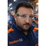 Badem10 BX2100 Şeffaf Camlı Buğulanmaz Koruyucu İş Gözlüğü Silikon Esnek Saplı CE
