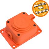 Badem10 Bylion Monofaze Kauçuklu Kablo Bahçe Sıva Üstü Dış Mekan Korunaklı Priz Kapaklı Turuncu Tek Tekli