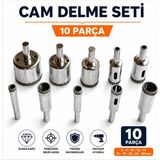 Badem10 Cam Seramik Fayans Porselen Delme Ucu Seti 10 Parça Elmas Kaplı Boru Tipi Matkap Ucu - 1 adet