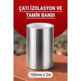 Badem10 Çatı İzolasyon ve Tamir Bandı 150 mm x 2 m Kendinden Yapışkanlı Alüminyum Sızdızmazlık Bandı Sakız