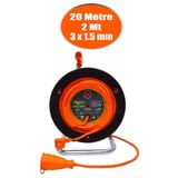 Badem10 CCA Kablo Seyyar Makaralı Uzatma Kablosu Çim Biçme Makinesi Uyumlu Termal Sigortalı 3x1.5 20+2 Metre