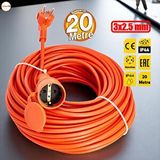 Badem10 Cca Turuncu 3x2.5 Mm 20 Metre Dış Mekan Kablo Seyyar Uzatma Kablosu Prizli Bahçe Için Suya Dayanıklı
