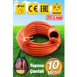 Badem10 Cca Uzatma Kablosu 3x1.5 Mm 10 Metre Kablolu Tekli Grup Fiş Priz Topraklı Kapaklı Monofaze Ev Tipi