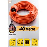 Badem10 Cca Uzatma Kablosu 40 Metre 3x2.5 Mm Ev Tipi Kapaklı Monofaze Topraklı Kablolu Tekli Grup Fiş Priz