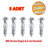 Badem10 Çelik Alçıpan Boşluk Dübel FRT Tuğla Duvar Bims Paraşüt Dübeli 5x62 Metal 5 Adet