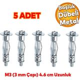 Badem10 Çelik Alçıpan ve Boşluk Dübel FRT Tuğla Paraşüt Duvar Bims 3x46 Metal 5 Adet