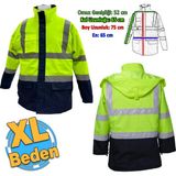 Badem10 Cepli Reflektif Xl Beden Fosforlu Fermuarlı Kaban Kapüşonlu Parka Sarı Lacivert Kaban İşçi Parkası