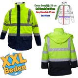 Badem10 Cepli Reflektif Xxl Beden Fosforlu Fermuarlı Kaban Kapüşonlu Parka Sarı Lacivert Kaban İşçi Parkası
